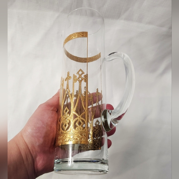 Culver Ltd. 22K Gold Signed VTG Mid-Century Antigua Tall Cocktail Pitcher Valenc - Picture 4 of 16